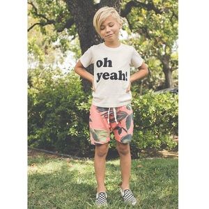 Joah Love Kids Unisex Memphis Palm Shorts in Coral